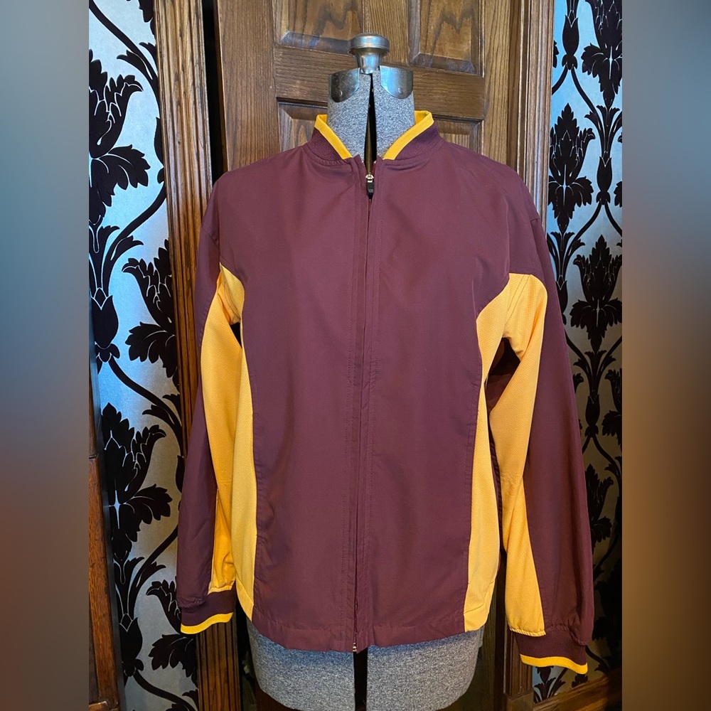 Motion Athletic Maroon and Gold Windbreaker Lightweight Jacket Men’s size M